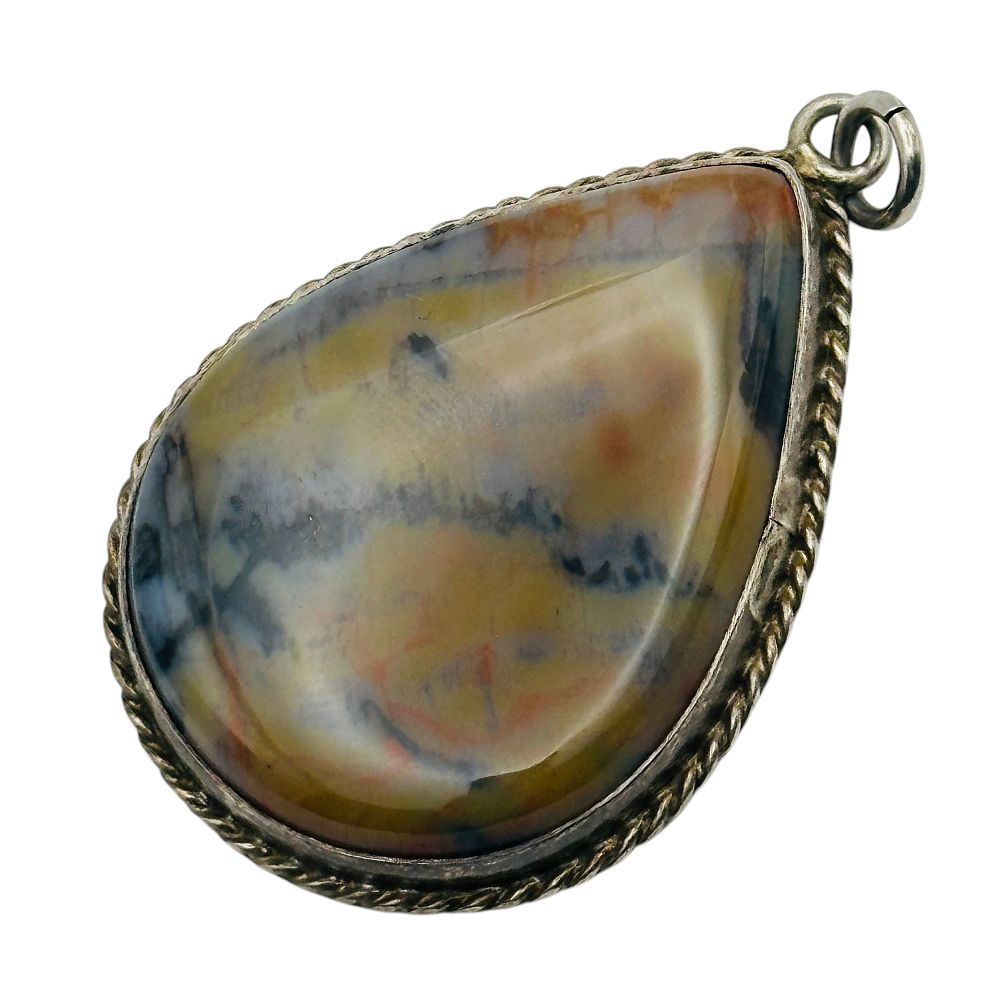 Lot 112: Sterling Jasper Teardrop Pendant