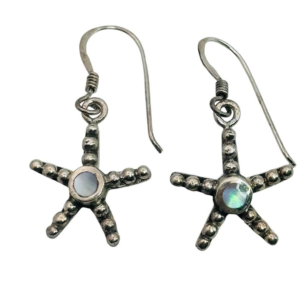 Lot 117: Sterling Mother Of Pearl Starfish Earrings