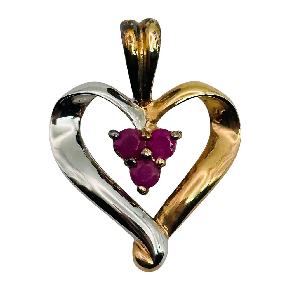 Lot 118: Ross Simons Sterling Ruby Heart Pendant