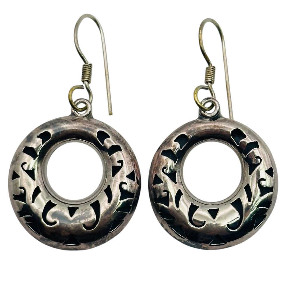 Lot 122: Sterling Hollow Cut Out Earrings