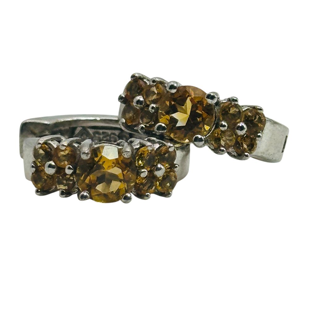 Lot 125: Sterling Citrine Huggie Hoop Earrings