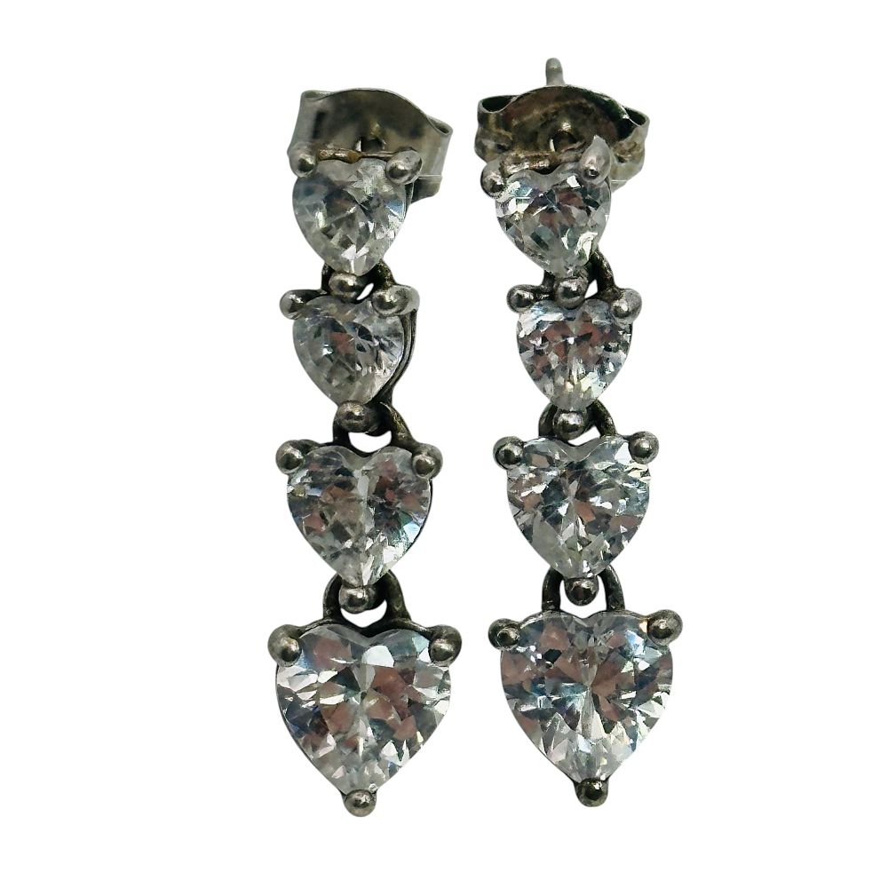 Lot 127: Ross Simons Sterling Cubic Zirconia Heart Earrings