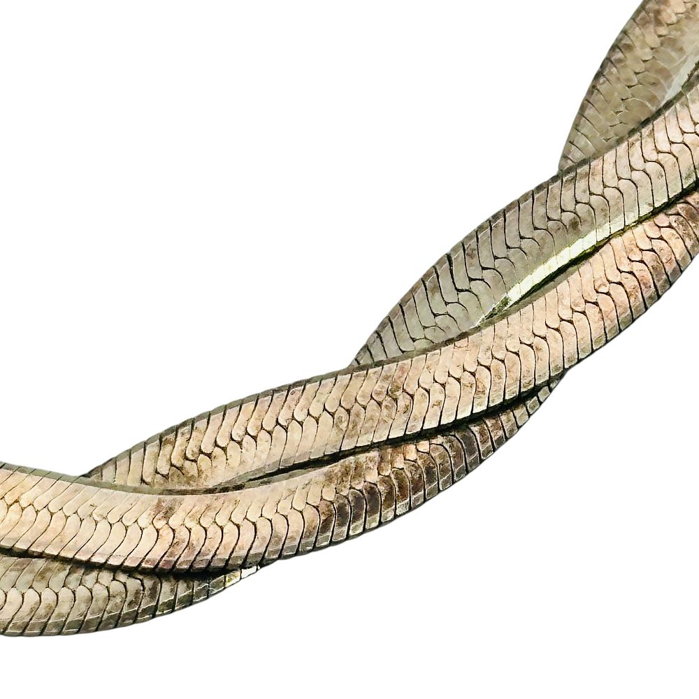 Lot 129: Signed Sterling Flat Snake Braided Chain Bracelet