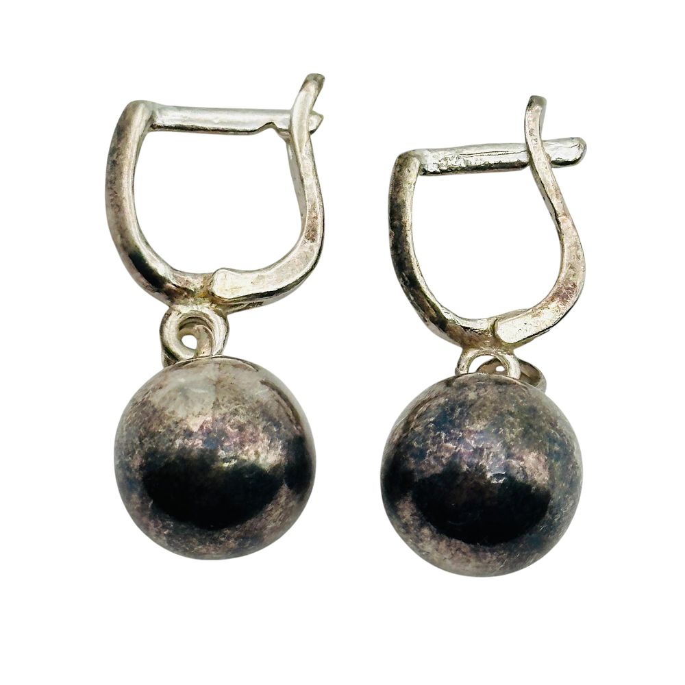 Lot 130: Sterling Dangle Ball Earrings