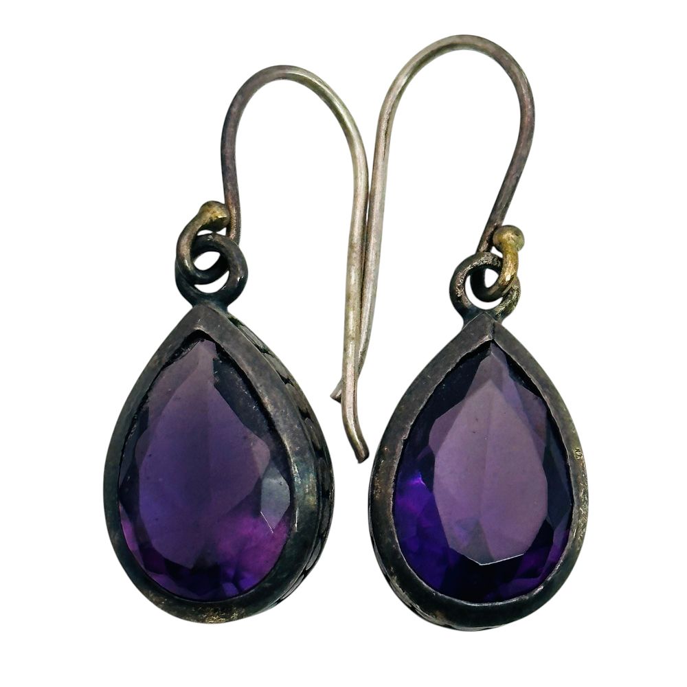 Lot 133: Sterling Amethyst Teardrop Earrings