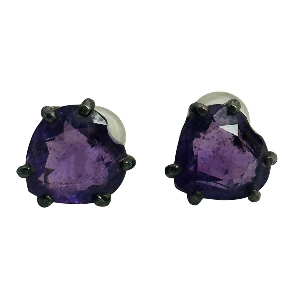 Lot 136: Sterling Amethyst Heart Earrings