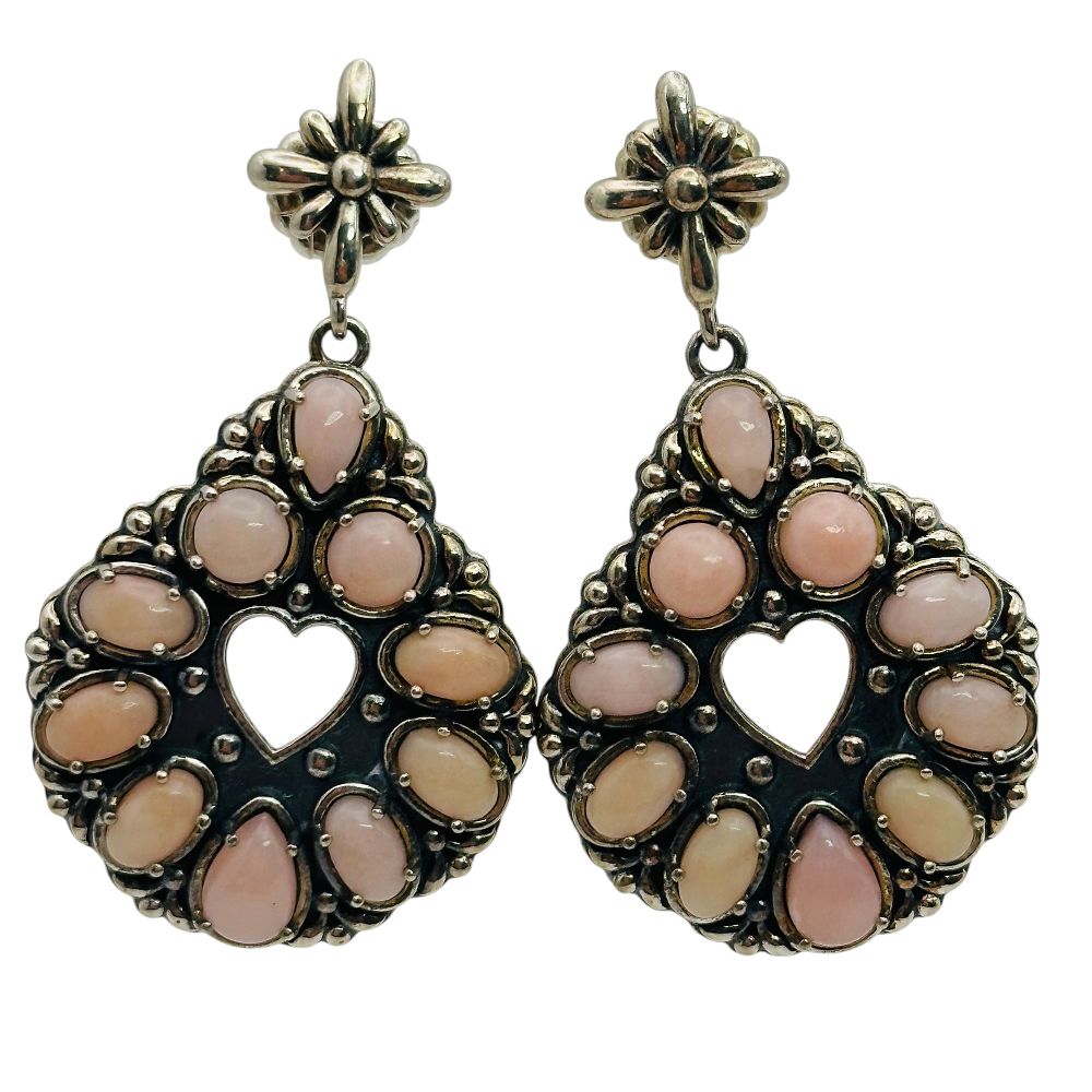Lot 142: Signed Sterling Conch Shell Heart Cut Out Earrings