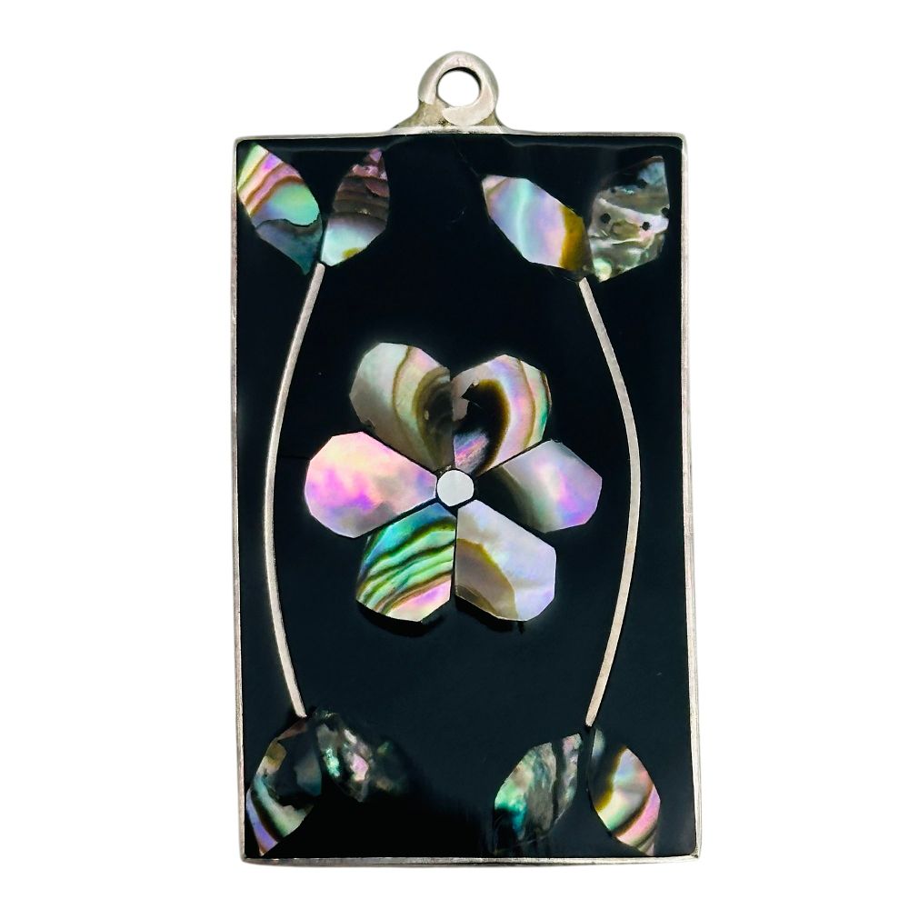 Lot 146: Mexico Sterling Inlay Abalone Flat Pendant