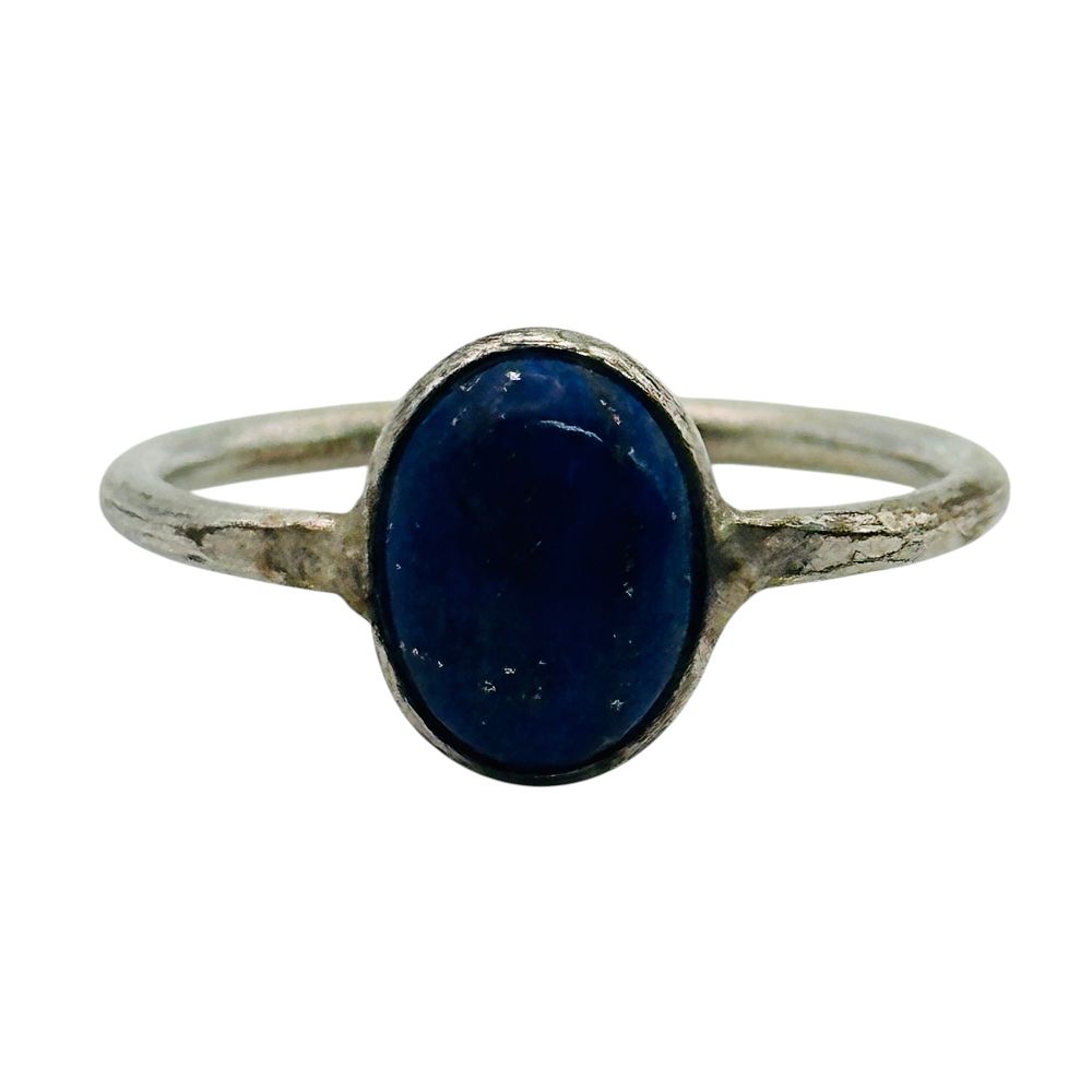 Lot 149: Sterling Lapis Lazuli Oval Ring Sz 6