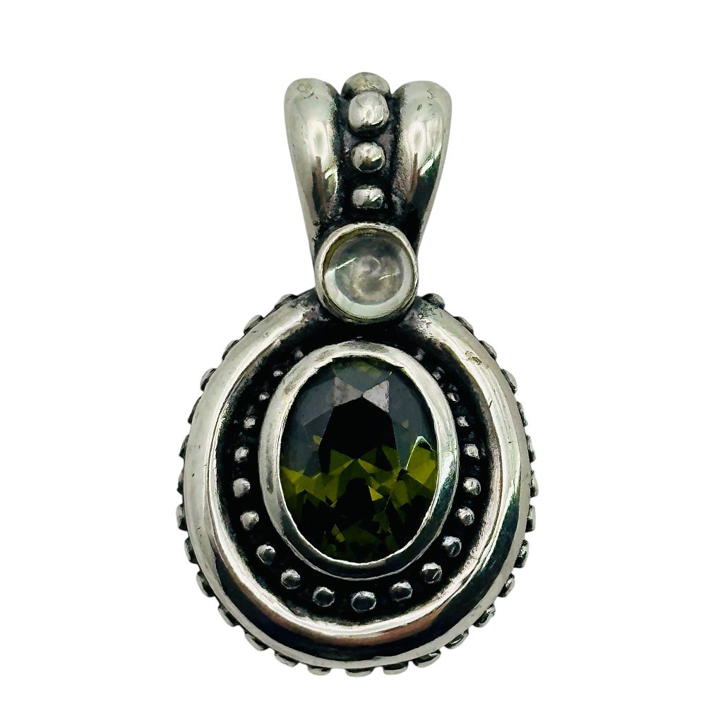 Lot 150: Sterling Peridot Studded Pendant