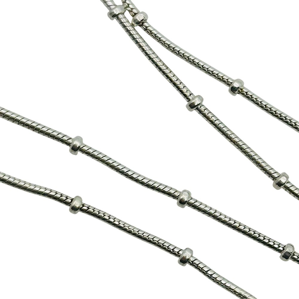 Lot 153: Italy Sterling Round Beaded Snake Chain Necklace