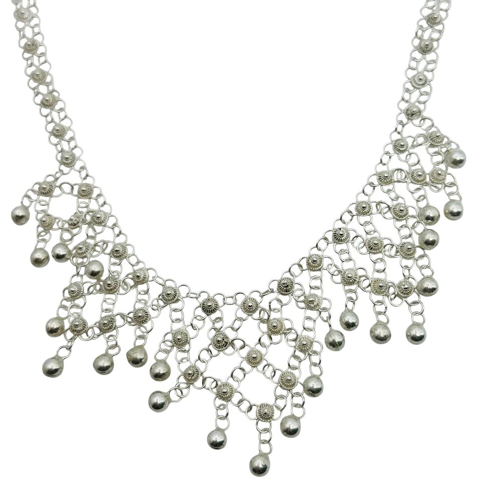 Lot 166: Sterling Flower Chain Chandelier Necklace