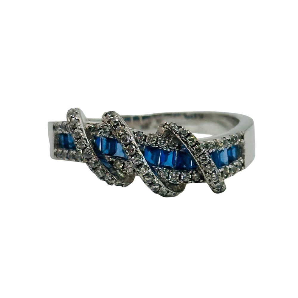 Lot 183: Sterling Blue Spinel Ring Sz 7