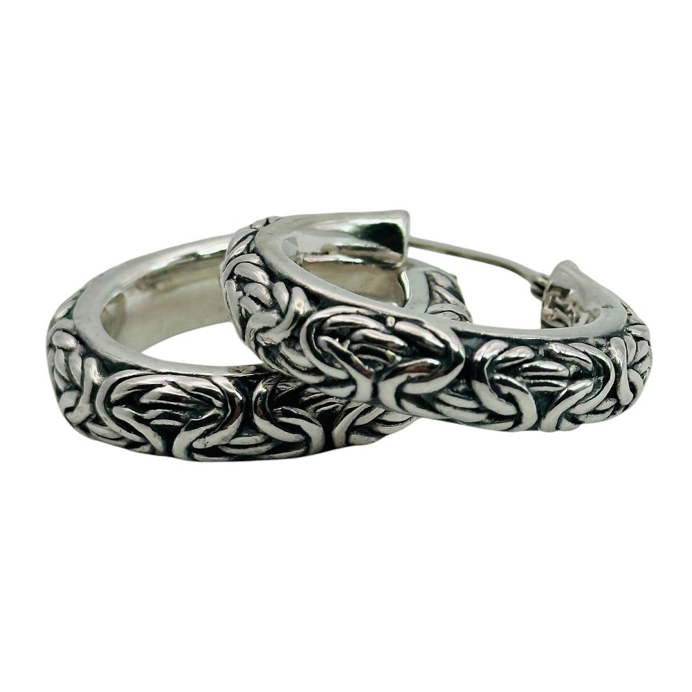 Lot 186: Sterling Decorative Hoop Earrings