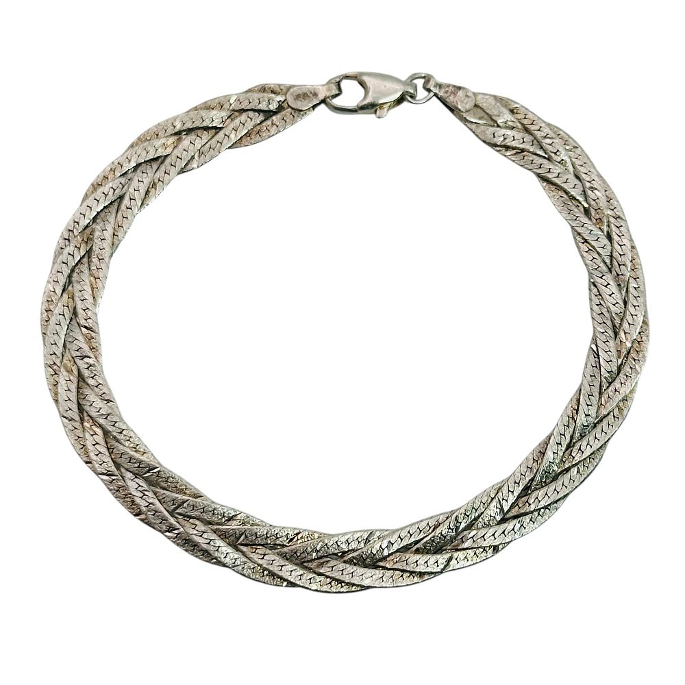 Lot 188: Italy Sterling Braided Flat Snake Chain Bracelet
