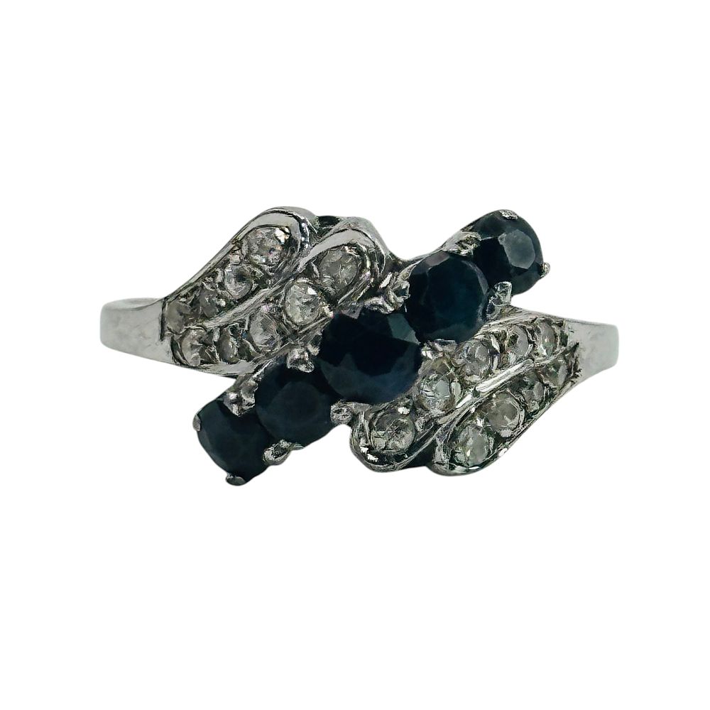 Lot 190: Sterling Sapphire Ring Sz 8