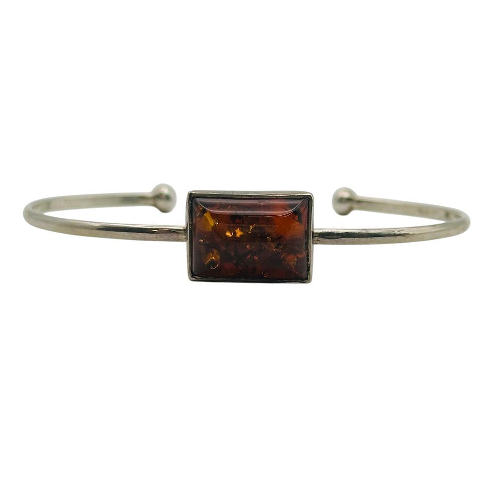 Lot 197: Sterling Amber Cuff Bracelet