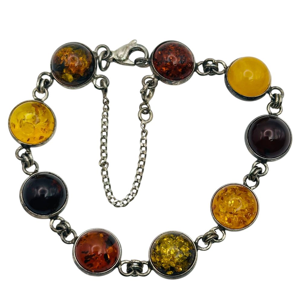 Lot 201: Sterling Amber Adjustable Bracelet