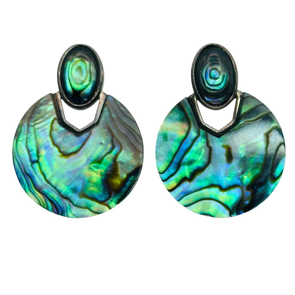 Lot 204: Signed Sterling Abalone Earrings