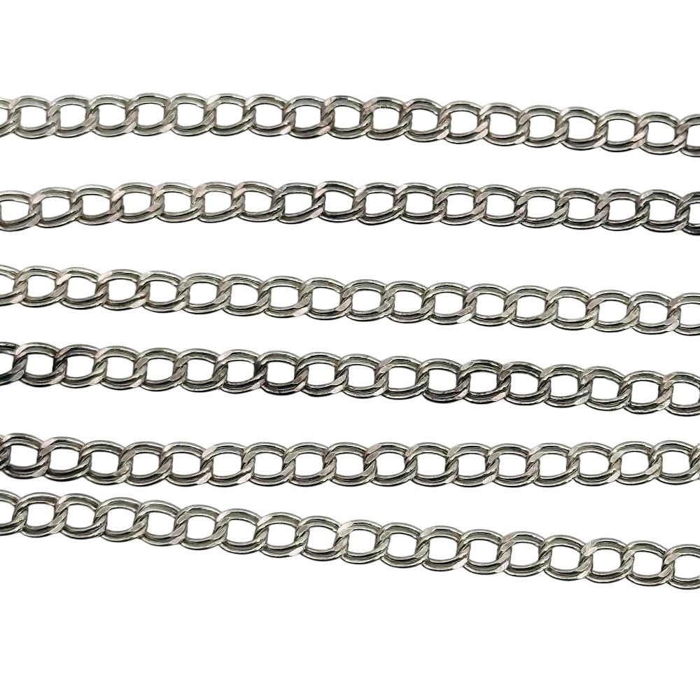 Lot 212: Sterling Double Curb Chain Necklace