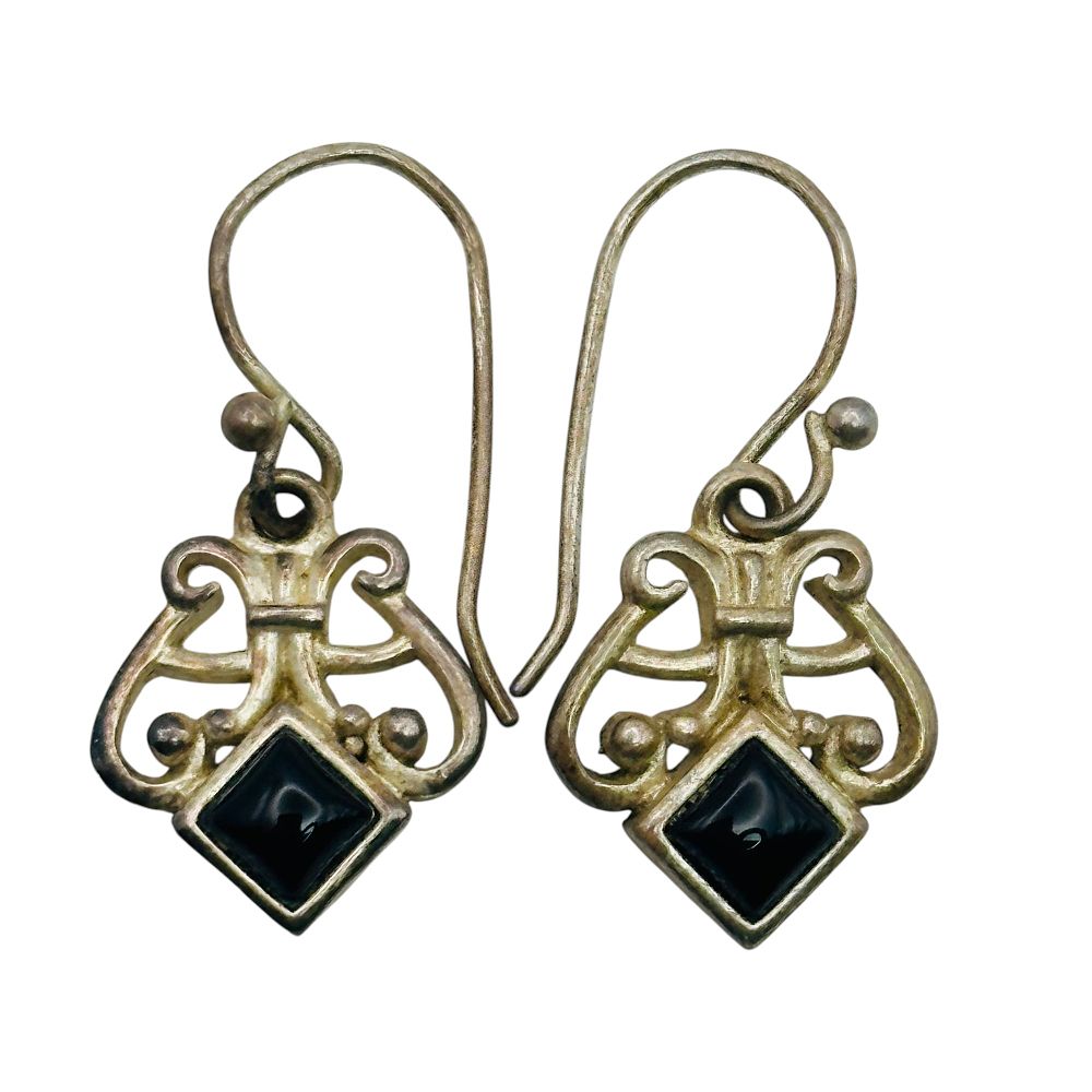 Lot 218: Sterling Onyx Earrings