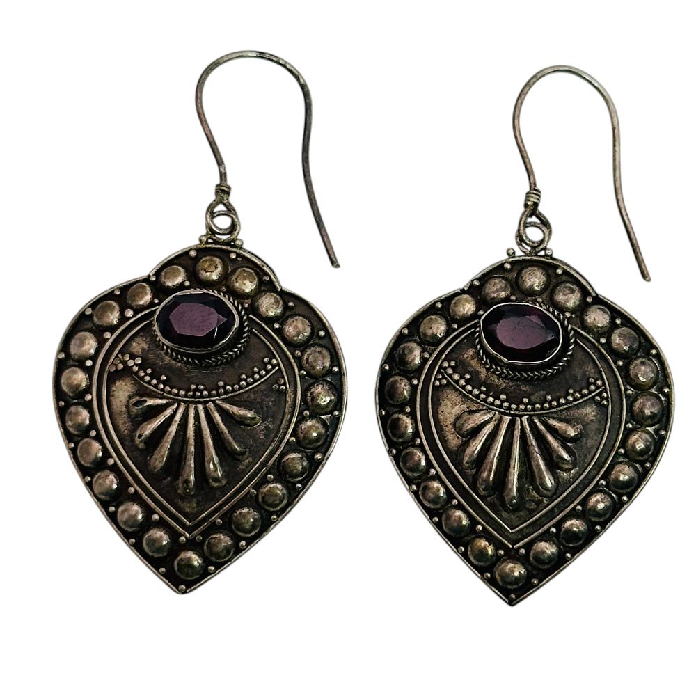 Lot 236: Sterling Garnet Dangle Earrings