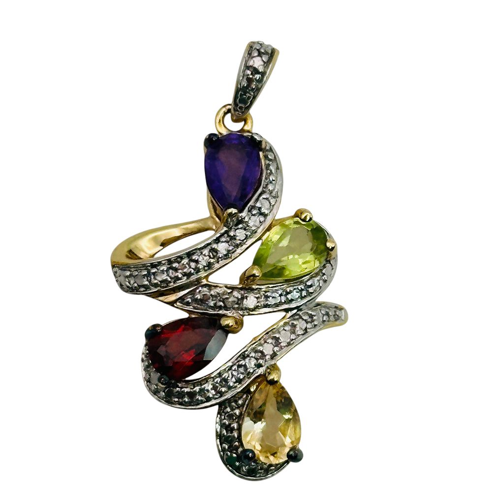 Lot 238: Ross Simons Sterling Multi Gem Pendant