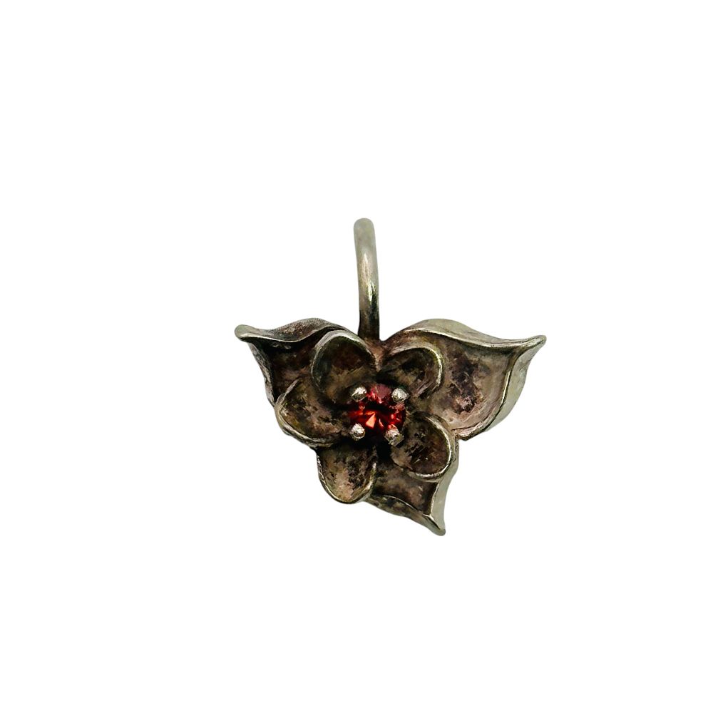 Lot 241: Sterling Garnet Flower Charm