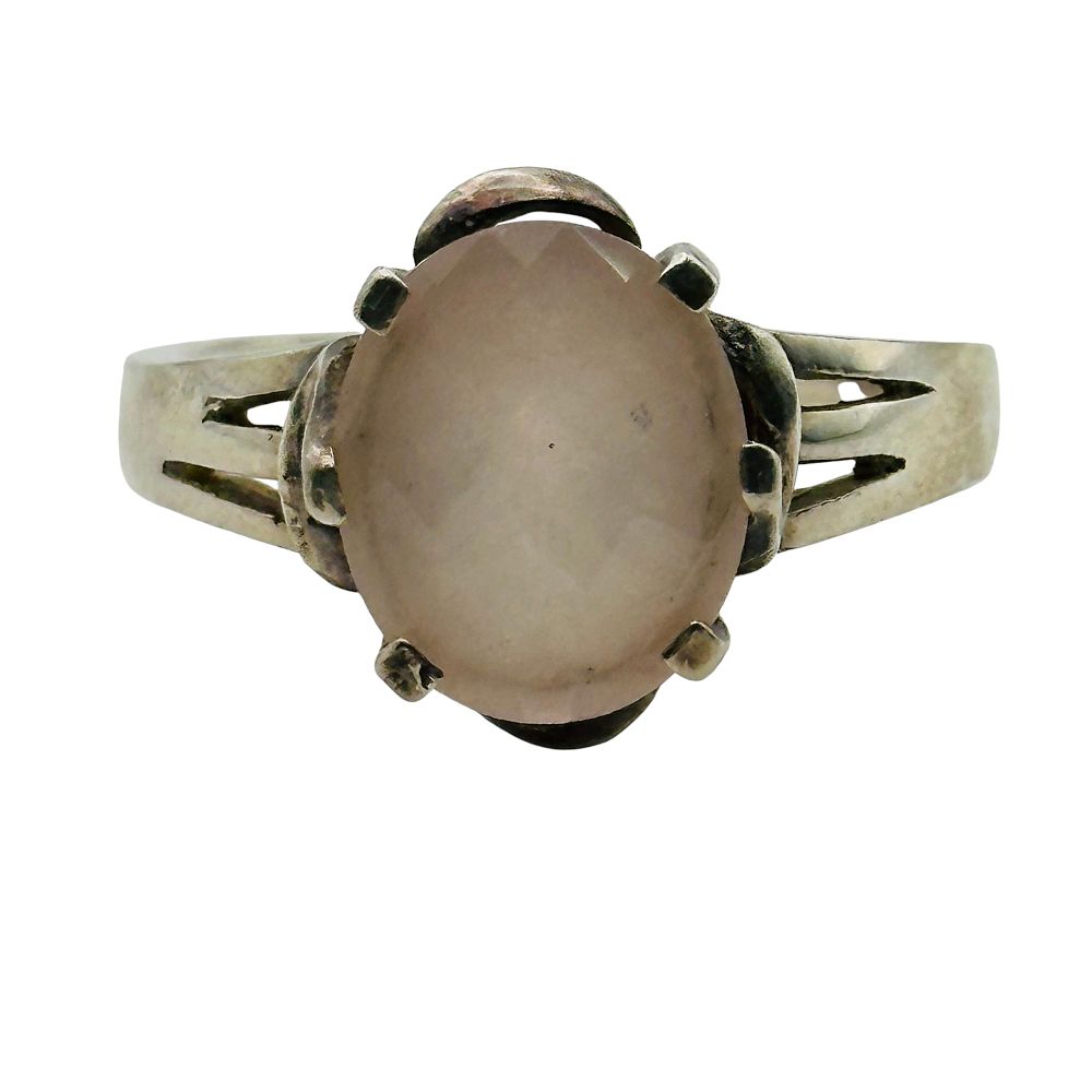 Lot 244: Sterling Rose Quartz Ring Sz 10