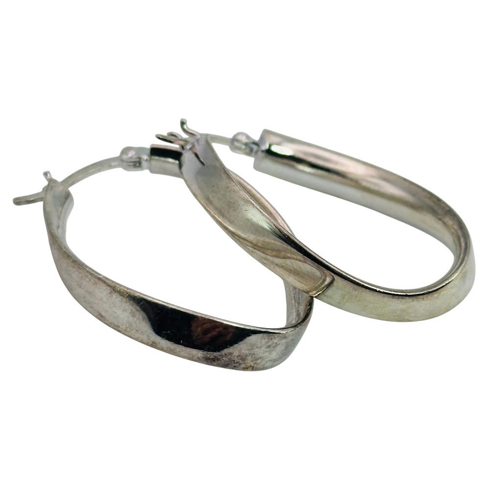 Lot 251: Sterling Oval Hoop Earrings