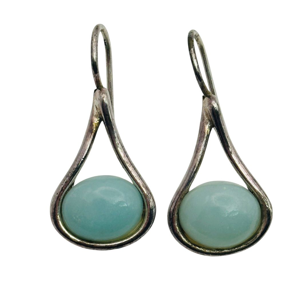 Lot 255: Sterling Chalcedony Teardrop Earrings