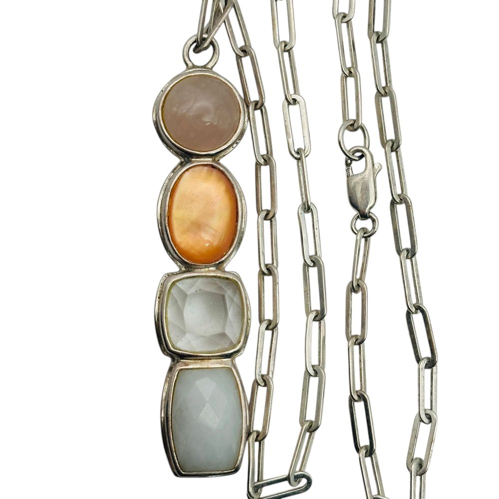 Lot 256: Sterling Multi Gem Gauge Wire Necklace