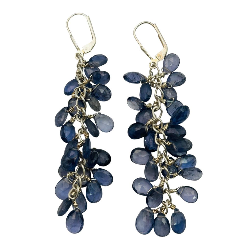 Lot 257: Sterling Iolite Cluster Earrings