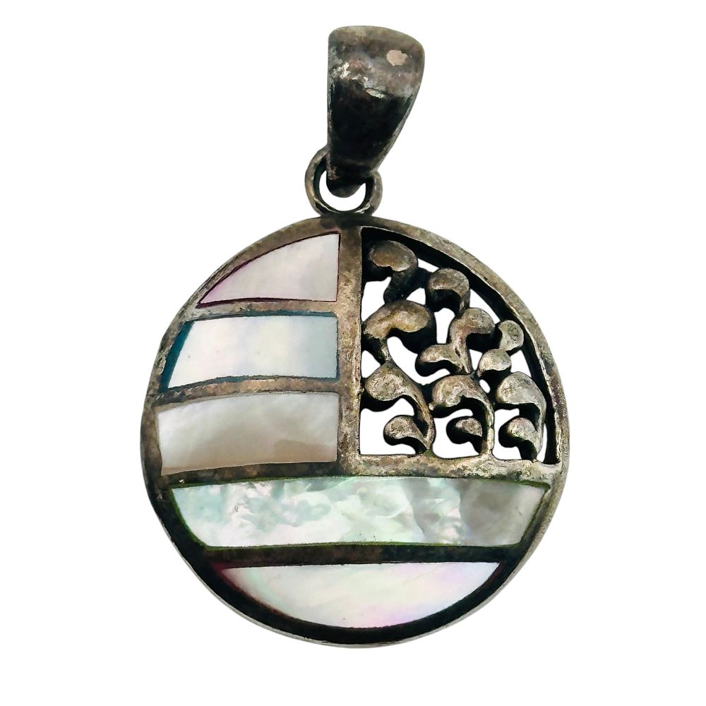Lot 258: Sterling Mother Of Pearl Stripe Pendant