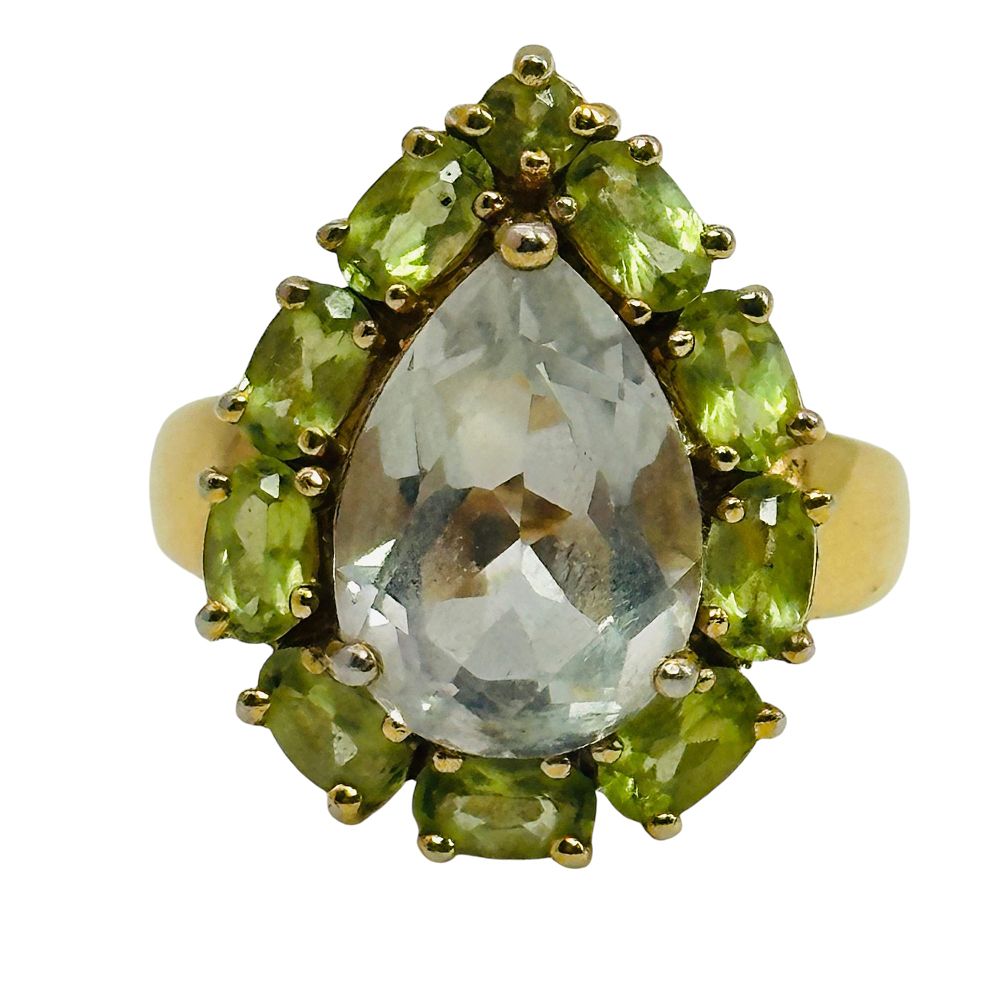 Lot 259: Signed Sterling Aqua Peridot Ring Sz 6.5
