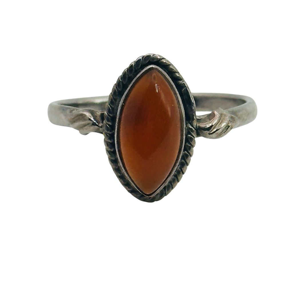 Lot 266: Sterling Carnelian Ring Sz 5.5