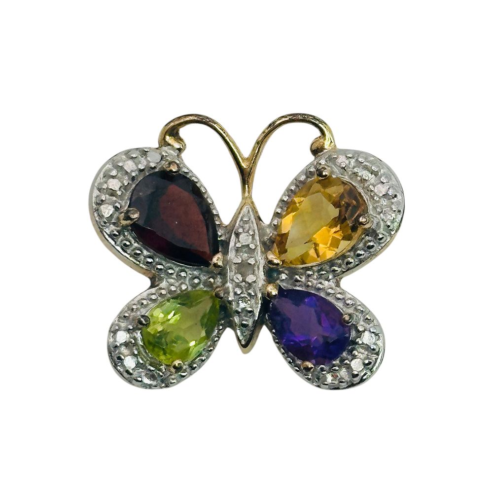Lot 269: Ross Simons Sterling Multi-Stone Butterfly Pendant