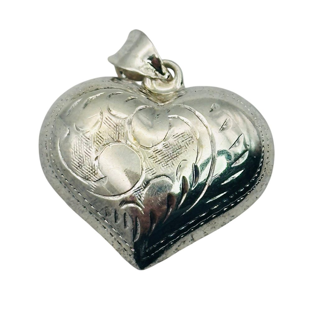 Lot 275: Sterling Puffy Heart Stamped Pendant