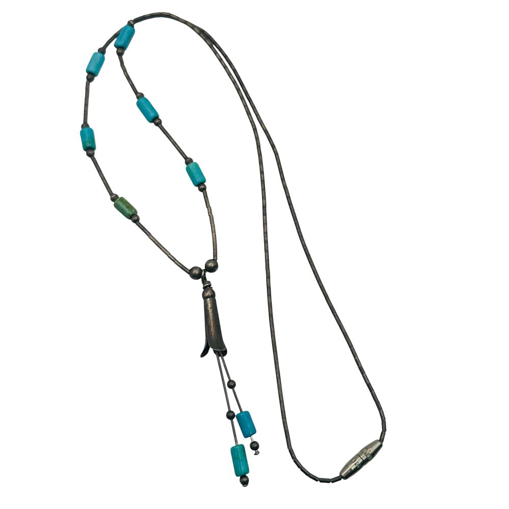 Lot 277: SW Sterling Turquoise Liquid Silver Necklace
