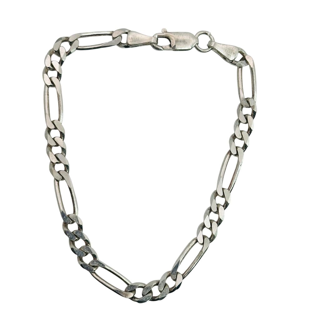 Lot 281: Sterling Figaro Chain Bracelet