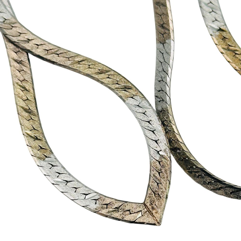 Lot 285: Italy Sterling Flat Pointed Snake Chain Necklace