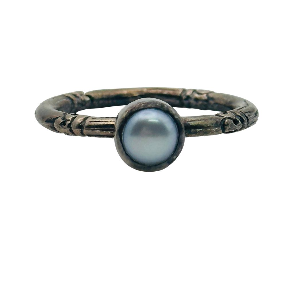 Lot 287: Signed Sterling Pearl Ring Sz 6