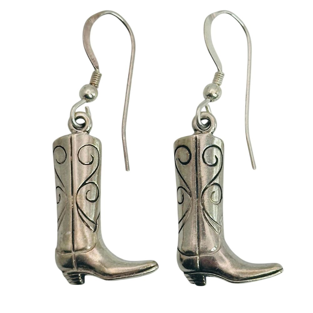 Lot 288: Southwest Sterling Cowgirl Boot Earrings