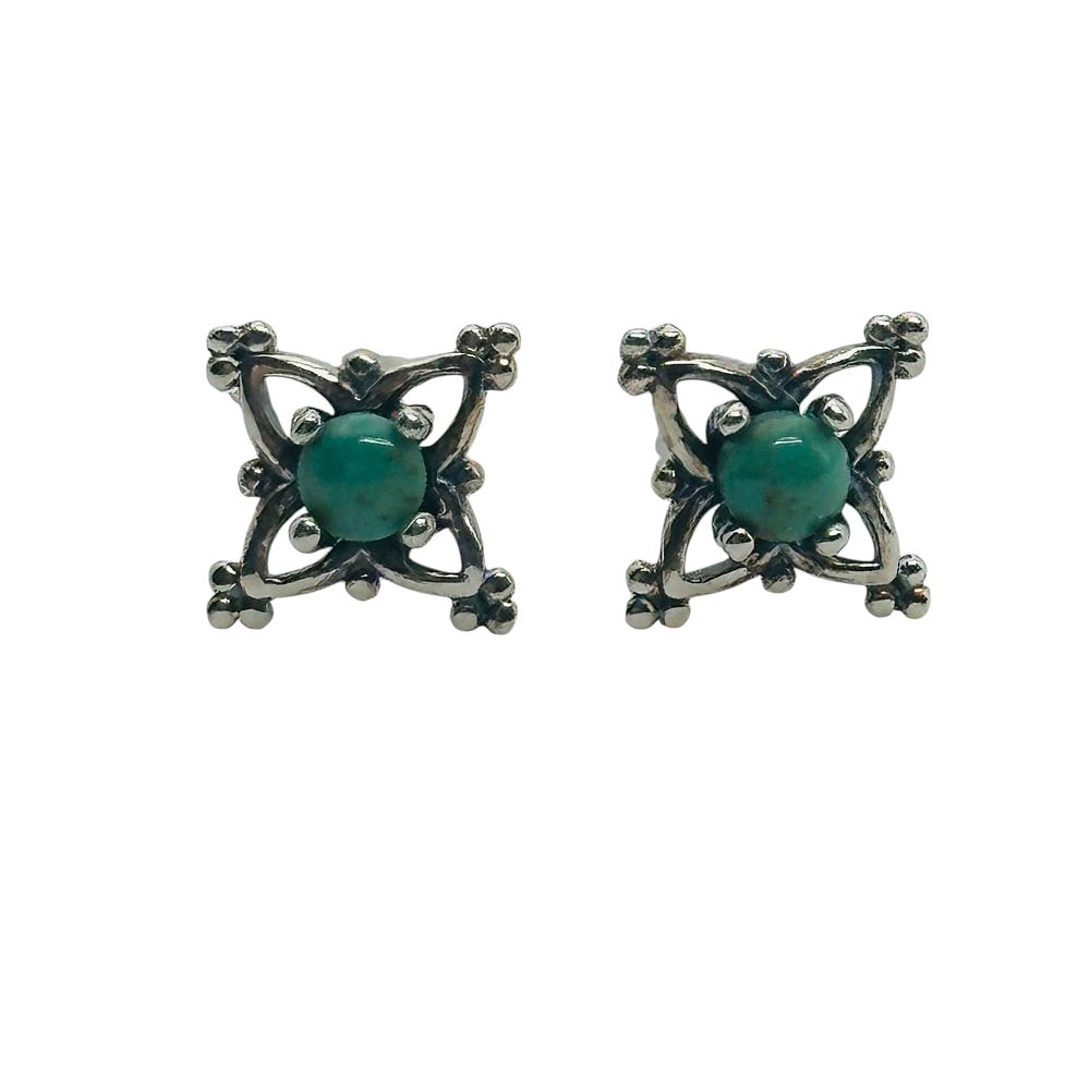 Lot 291: Sterling Turquoise Star Earrings