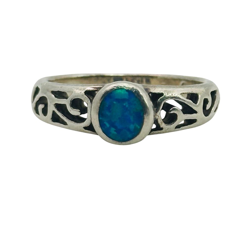 Lot 293: Signed Sterling Opal Ring Sz 6