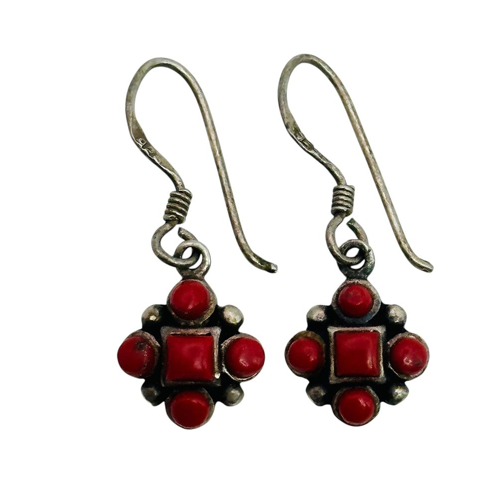 Lot 306: Sterling Coral Earrings