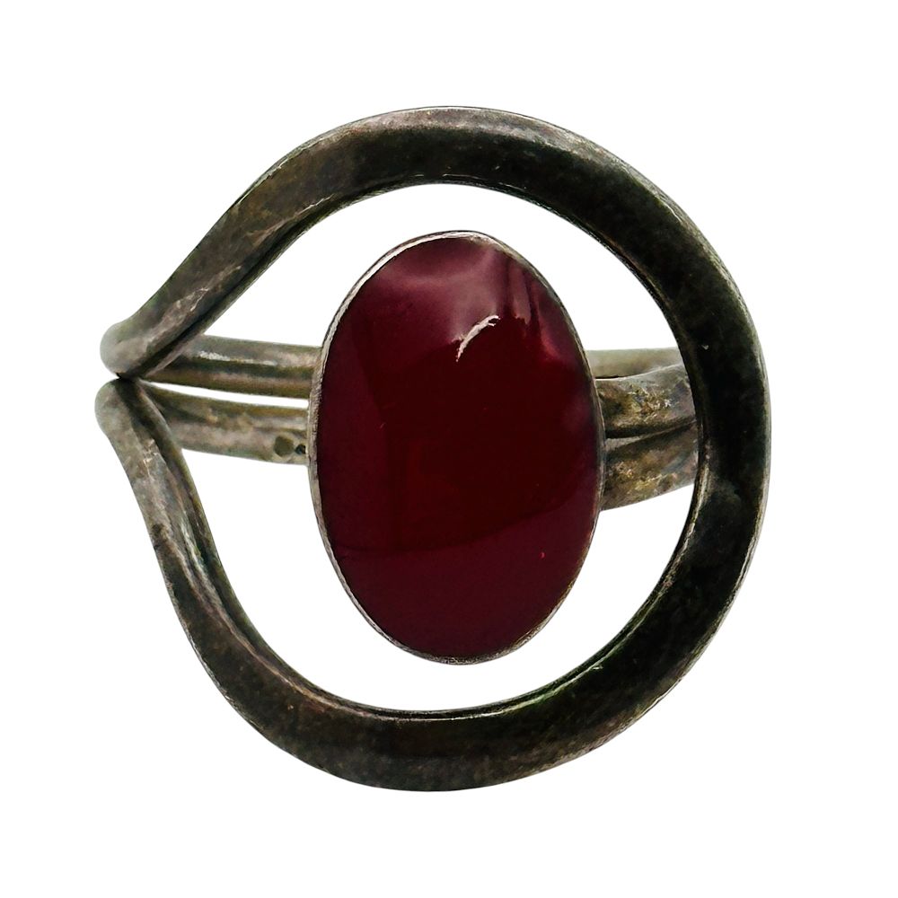 Lot 308: Sterling Red Stone Ring Sz 7