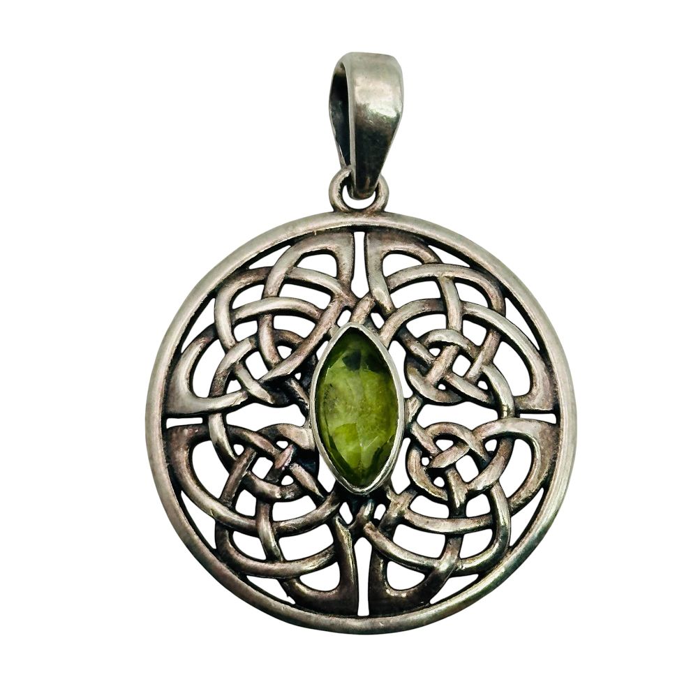 Lot 309: Sterling Peridot Celtic Knot Pendant