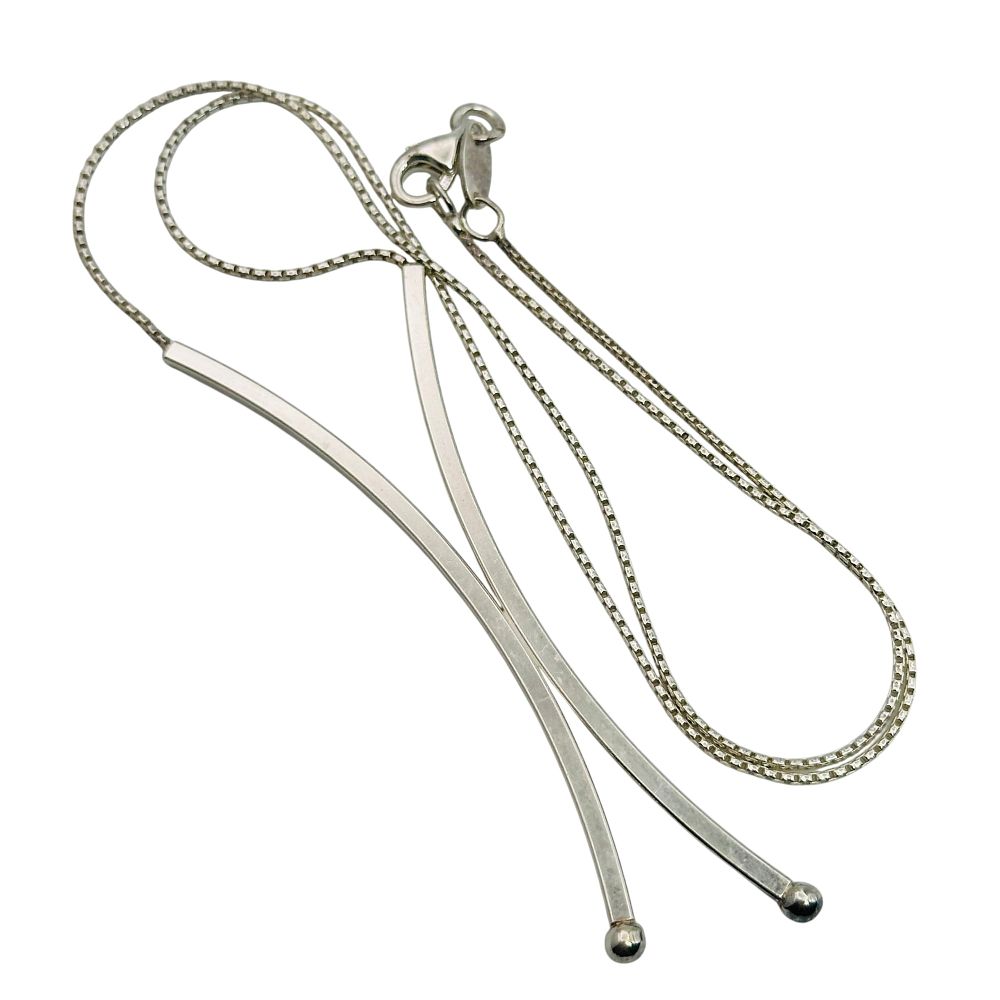 Lot 311: Italy Sterling Box Chain Modern Pendant Necklace