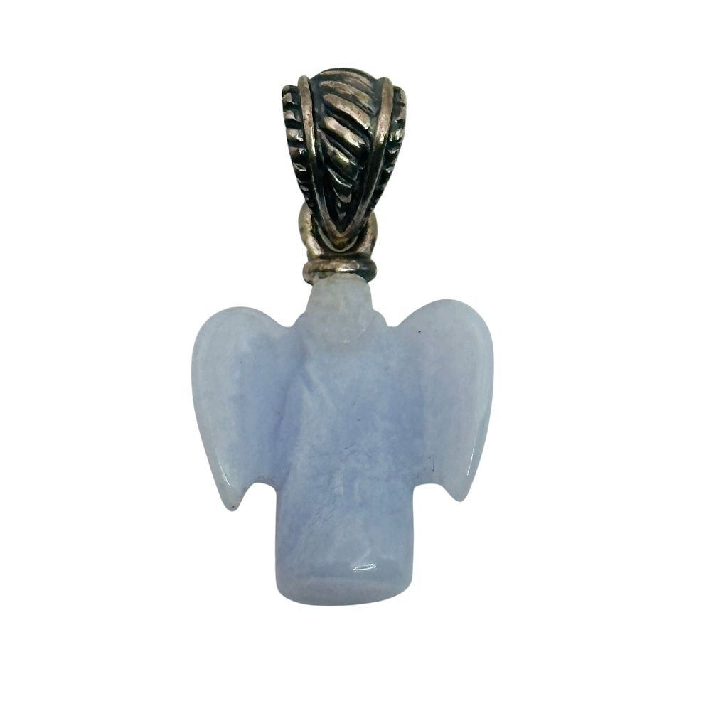 Lot 337: Sterling Lace Agate Angel Pendant